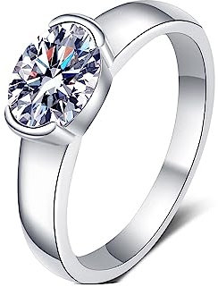 Beydodo Ring Damen Silber 925 mit Stein, Hochzeit Ring Solitär mit 1.5ct Oval Moissanit Verlobungsringe Eheringe für Frauen Gr.54 (17.2)