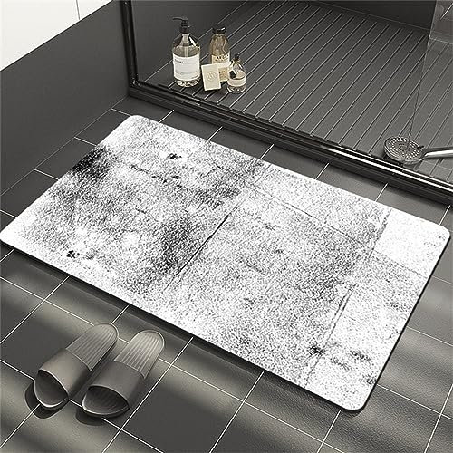 Badezimmerteppich, Badematte Stein, Teppich Läufer, Stone Bath Mat, Badteppich Rutschfest Waschbar, Absorbierende Badematte, Duschmatte, Badvorleger, Duschvorleger, Carpet Light Colours-120x180cm