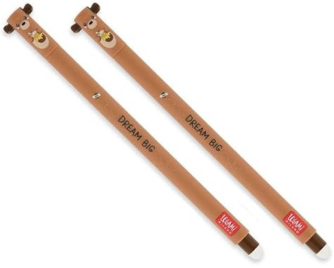 LEGAMI Löschbarer Gelschreiber, Honigbär, thermoempfindliche Tinte, 0,7 mm Spitzendurchmesser, 15 cm Länge, rote Tinte (2 Stück)