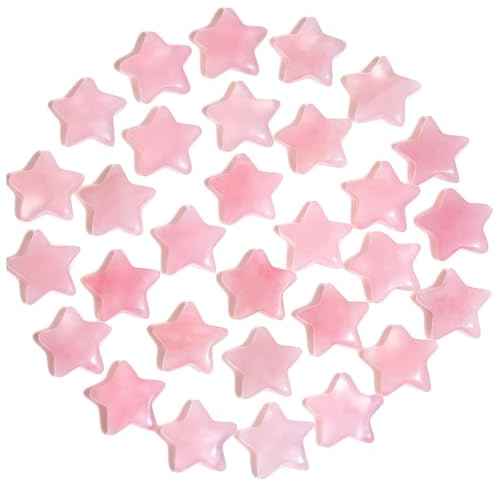 XIANNVXI 20 PCS Rose Quartz Crystal Stars Set,Healing Rose Quartz Crystals Natural Gemstones Stars,Pink Star Gifts Bulk Wholesale Reiki Stones Meditation Gifts