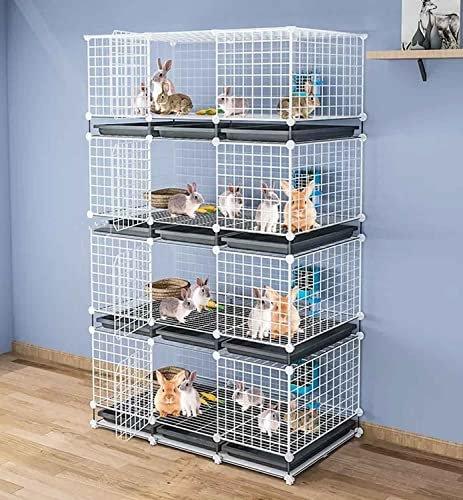 Kaninchenkäfige Für Den Innenbereich, Hasenkäfig Innen Auf Rollen, Meerschweinchen Käfig, Kleintierkäfig, Nagerkäfig Für Kaninchen, Frettchen, Hahn, Meerschweinchen ( Color : White , Size : 111*39*189