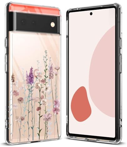 Kaywzo Hülle für Google Pixel 6a,Transparent TPU Handyhülle mit Gemälde Blume Muster,Ultradünn Stoßfester Schutzhülle,Schön Silikon Cover Case-3
