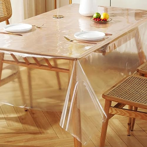 HDKAJL Tischdecke Durchsichtig 200x140cm, Tischfolie Transparent 0,2mm Klarsicht Tischdecke Transparent Schutzdecke Glasklar Durchsichtig Klarsichtfolie Tischschutz für Küche Zuhause Picknick Outdoor
