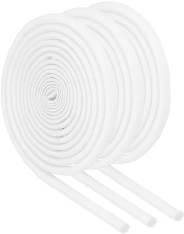 QUARKZMAN 3pz Guaina Antincendio Treccia Isolante per Cavi, 3.28 Piedi-2.5mm ID Bianco, Guaina Fibre Vetro Rivestita Silicone Alta Temperatura per Linee Tubi Automobilistici Elettrici