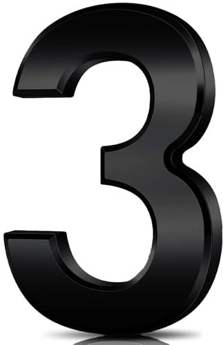 Door Numbers, House Numbers,3D Mailbox Numbers Waterproof, Address Numbers Self Adhesive Street Number Stickers for House Mailbox Apartment Hotel Courtyard Cafe (Black, 3)