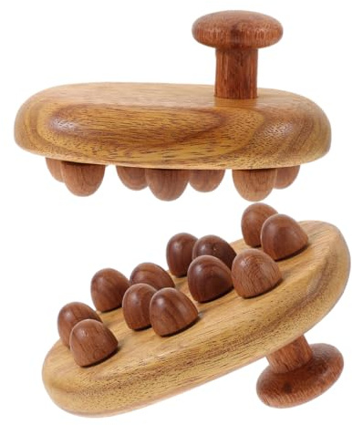 FRCOLOR 2 Stück Holzmassagekamm für Kopfhaut und Nacken Sanfte Massagebürste Glatt Verarbeitet Leicht für Entspannung zu Hause