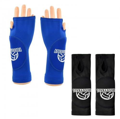 2 Pares Mangas para Brazo de Voleibol, Volleyball Mangas Protectoras para Brazos con Esponja Anticolisión y Orificio para el Pulgar, para Mujeres Hombres, M