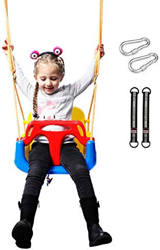 REDCAMP 3-in-1 Ajustable Toddler Swing Seat，High-Back Baby Swing Chair with Safety Strap,Ideal for Garden Indoor Outdoor Playground,6 months - teens,Blue