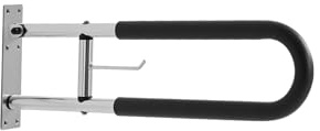 VEVOR Barra de Seguridad para Inodoro, en Forma U, Abatible, con Asa de Apoyo Antideslizante, Carga 136 kg para Personas Mayores, Discapacitadas y Embarazadas, 280 x 75 x 765 mm, Plata Brillante