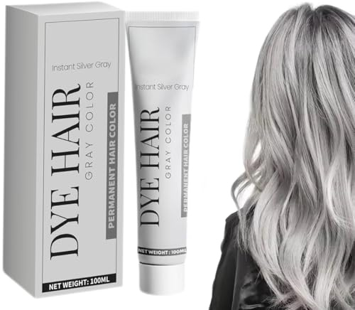 Crema colorante naturale per capelli grigi, tinta unisex grigio chiaro argento, tinta grigia istantanea, balsamo lucidante per tutti i tipi di capelli (1 pezzi)