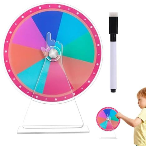 GkgWuxf Glücksrad Mit Ständer | Gewinnspiel Drehrad Mit Abnehmbarer Scheibe - Abwischbarer Acryl Tischspiel Mit Stift – Interaktives Regenbogen Farbspiel Für Messen & Klassenzimmer