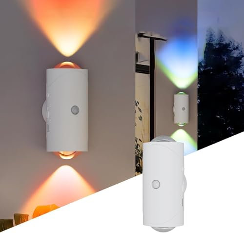 Applique da Parete Interno, Lampada da Parete con Sensore di Movimento, Luci LED Camera Plafoniere da Muro Ricaricabile 3000K, Illuminazione per Camera da Letto Soggiorno Corridoio Scale, Bianco