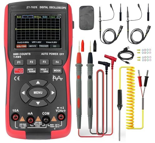 Gearwell Oscilloscopio Multimetro Digitale, Tester Elettronico con Display LCD, Funzione di Misurazione per Tensione, Corrente e Frequenza