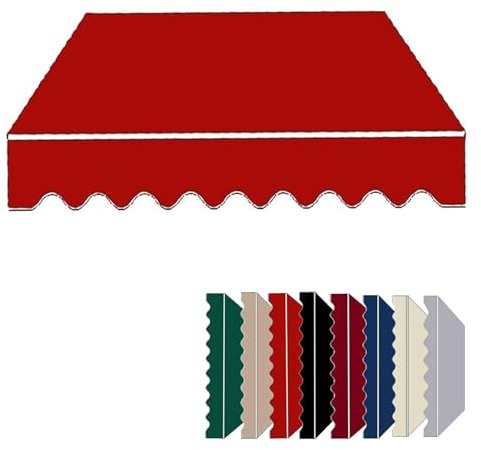 Tessuto per Tende da Sole Retrattile con Balze (Senza Telaio), 280g Poliestere Telo Tende da Sole per Esterno Ricambio per Balcone, Patio, Terrazzo,(Rouge,8x5ft/250x150cm)
