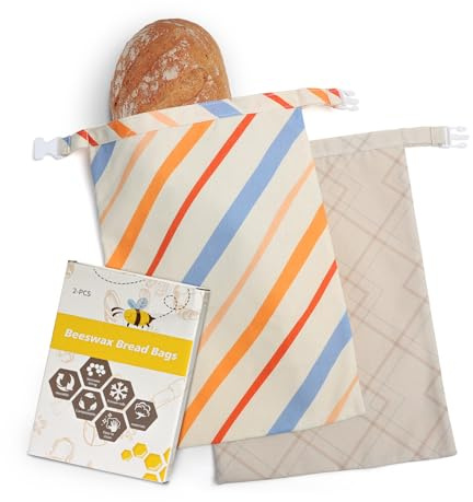 Reusable Bread Bags for Sourdough - Beeswax Cotton Bread Bags for Homemade Bread, Thicker Cloth Design for Freezing to Keep Bread Fresh, 2 Pack XL 17x13 Inch