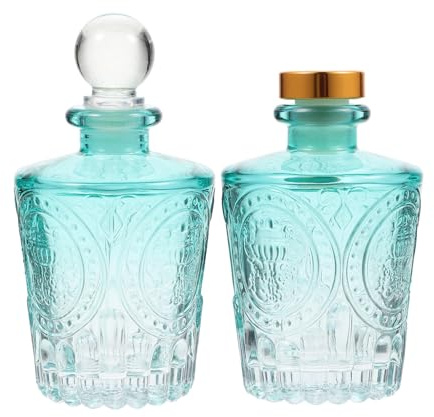 GARVALON 2 piezas Frascos de Aromaterapia de Vidrio Verde de Botellas Vacías Reutilizables para Aceites Esenciales Almacenamiento Seguro y Práctico para Uso Doméstico