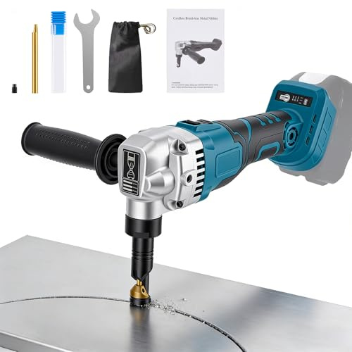 Cordless Metal Nibbler Compatible with Makita 21V Battery, 2200RPM Electric Metal Nibbler with 3 Speed Adjustable, 360°Rotating Nibbler Blades for Cutting Stainless Steel Metal Aluminium (No Battery)