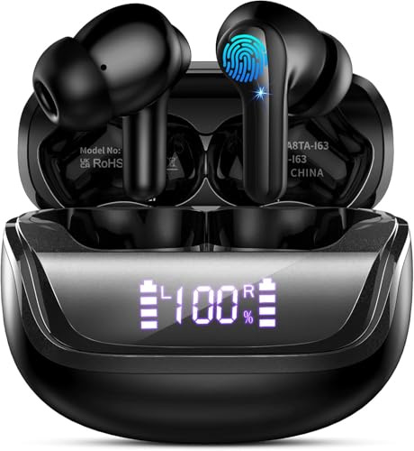 2026 Cuffie Bluetooth 5.4, Auricolari Bluetooth Stereo HiFi, 45 Ore Cuffiette In Ear con ENC Cancellazione Rumore Mics, Cuffiette Touch Control/LED Display