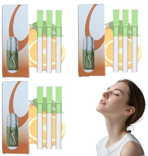 PYEUIFT Pack de 9 Inhaladores Sabor Naranja – Palitos aromáticos sin humo, Inhalador para hábitos saludables, relajación, reducción de estrés, respiración fresca, uso en casa, oficina y viaje
