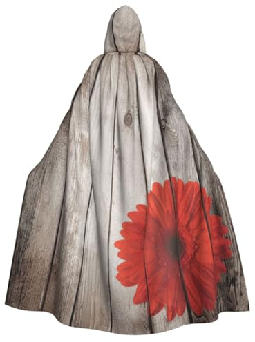 FHIZOAL Cape à capuche pour adulte avec fleur rouge dahlia pour cosplay, carnaval, fête, faucheuse vampire, mystérieuse mascarade