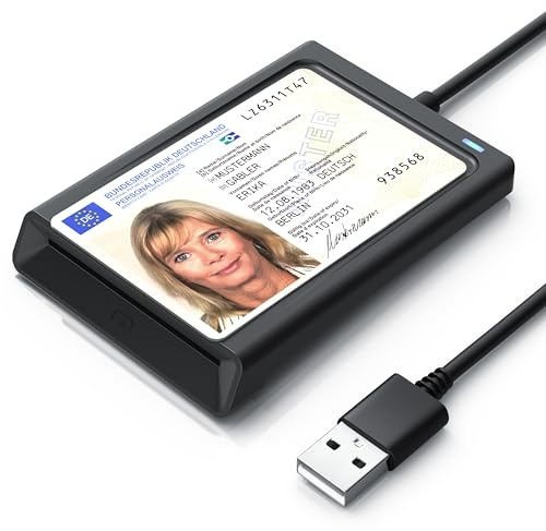 CSL - Personalausweis Lesegerät mit NFC - Chipkarenleser SIM - Dual Mode (NFC und Kartenslot) - Kartenlesegerät USB - Win 10-11 - für den neuen Personalausweis Gesundheitskarte Keine EPA Bankkarten