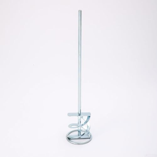 Frusta per miscelazione in acciaio inox montata su trapano 250 mm, lunghezza totale 8 mm, diametro albero 50 mm, girante per miscelazione a media e alta viscosità (4)