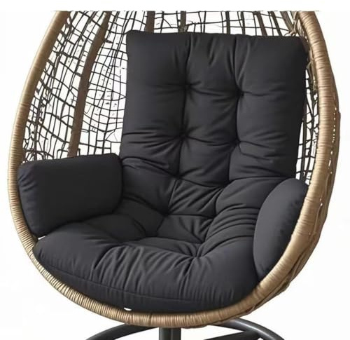 Coussin Imperméable Lavable pour Fauteuil Suspendu, Coussin de chaise à bascule épais, Oreillers De Oeuf Suspendu, Pour terrasse, Jardin et Balcon De Chaises Suspendues Paniers Suspendus(Noir)