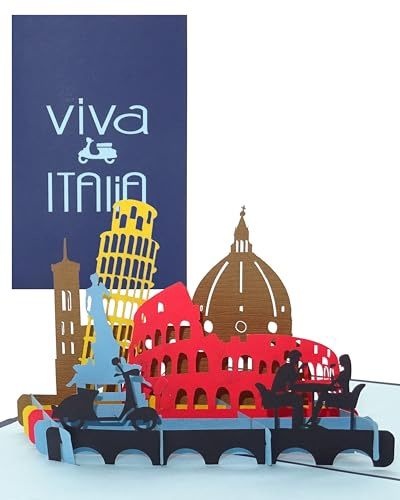 Pop Up Karte „Viva Italia“ - 3D Einladung, Geburtstagskarte, Reisegutschein Italien, Geschenkgutschein, Glückwunschkarte Gutschein Rundreise