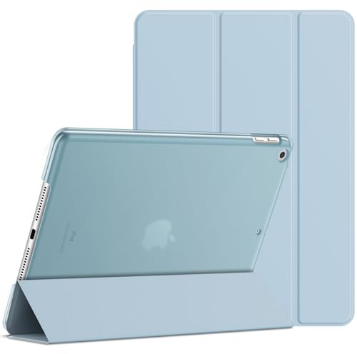 JETech Hülle für iPad 9./8./7. Gen 10,2, Hellblau | Für iPad 10,2 (2021/2020/2019), Schlanke Transluzent Rückseite, Dreifach-Ständer, Auto Schlafen/Wachen, Leichter Stoßschutz