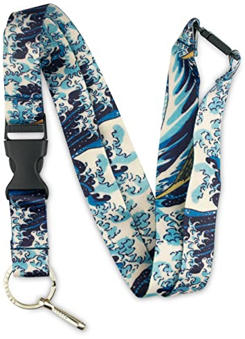 Limeloot Hokusai Breakaway Lanyard for Keys, ID Badge, Accessories | Cool Neck Lanyard for Men and Women with Detachable Quick Release Buckle and Flat Ring.