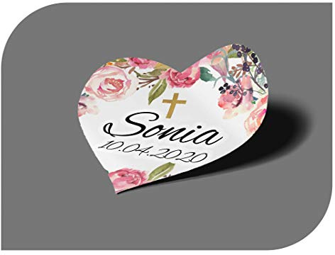 CrisPhy personalisierbare Aufkleber zur Kommunion oder Taufe mit Namen und Datum, Aufkleber für Einladungen zur Hochzeit, Verlobung, Geburtstag, Party, Vintage, Stempel