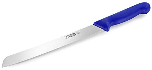 thermohauser Brotmesser (Stahl rostfrei), einseitig geschliffen, blauer Kunststoffgriff, Klinge 24 cm