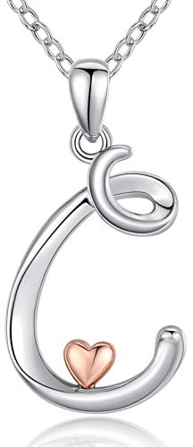 CELESTIA Mujer Colgantes Iniciales, Collar Inicial Letra C con Corazon Plata de ley 925 Joyería Regalos Mujer Originales Cumpleaños, Día de la Madre, San Valentín