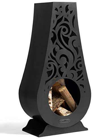 CookKing Hawana Poêle à bois faite à la main avec motif laser complexe pour le jardin, noir, 108 x 50 x 33 cm