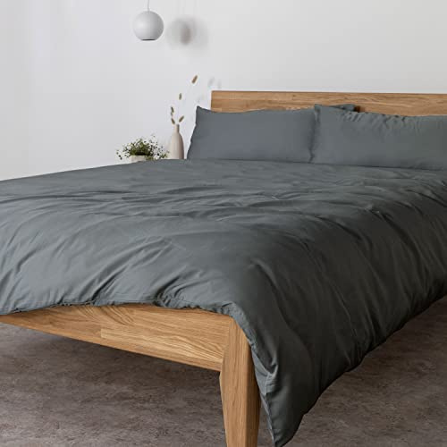 AGA.PIE Bambus Lyocell Bettwäsche-Set 200x200 + 2X 80x40 cm - Dunkel-Grau, 100% Bio Oeko-Tex 100, für Allergiker, Antibakteriell, Ganzjahres-Bettwäsche, Atmungsaktiv, Geruchshemmend, Besonders sanft