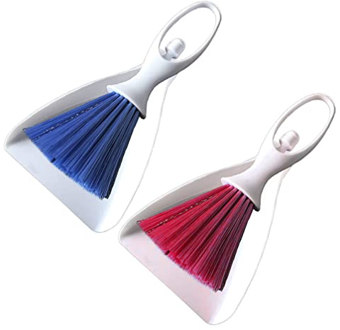 POPETPOP Lot de 2 mini pelle à poussière et balayette - Outil de nettoyage de bureau pour table, comptoir, ordinateur portable, clavier
