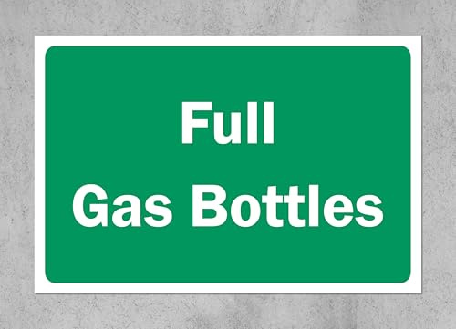 Full gas bottles safety sign - 1mm Plastic sign (300mm x 200mm)