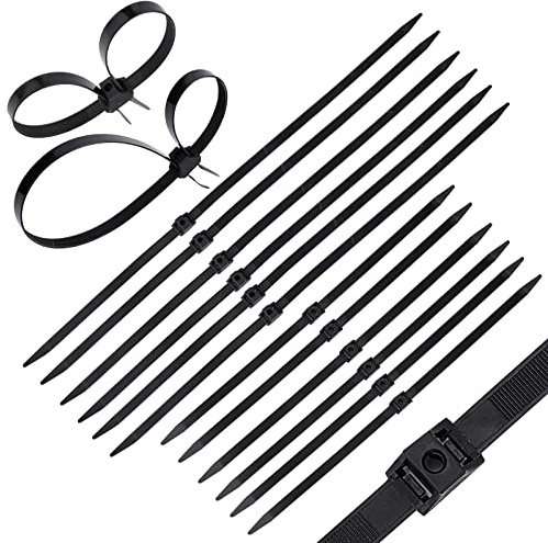 SUPERFINDINGS 20 Stück 2 Stil Kabelbinder Kabel Einweg Hochleistungs Kabelbinder Kunststoff Kabelbinder Doppelte Polizei Verschlussmanschetten Flex Krawatte Schwarze Krawatten Fesseln Kabelbinder