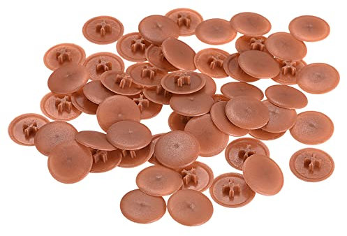 sourcing map Screw Cap Covers, 80pcs 16.7x4.3mm Plastic Screw Decoration Cover for Phillips Cam Fitting Nut Self-Tapping Screw, Red Brown