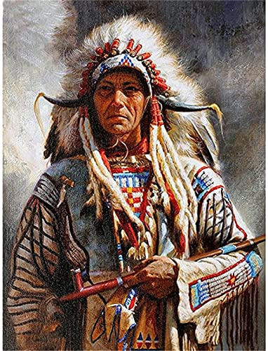 5D Diamant Painting Full Drill Set Häuptling der Indianer DIY Diamond Painting Bilder,Kreuzstich Diamant Gemälde Kits,Mosaik Diamond Malerei Kunst Basteln Home Wand Und Eingang Decoration 60x90cm