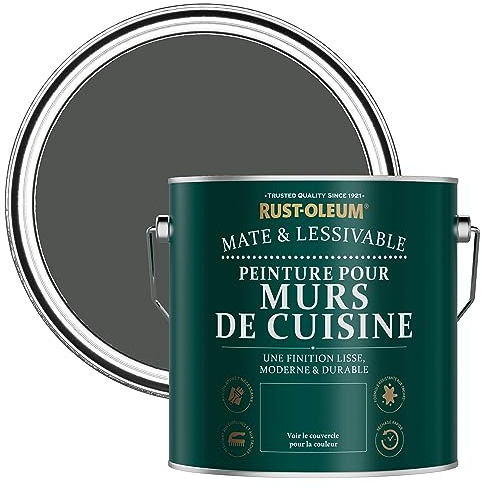 Rust-Oleum Dark Grey Washable Kitchen Wall Paint in Matt Finish - Graphite 2.5L