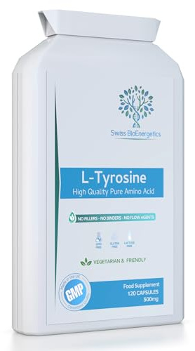 L-Tyrosine 500mg 120 Capsules - Pure Amino Acid with No Fillers or Binders or Flow Agents – an Amino Acid Nutritional Supplement Suitable for Vegetarians - UK Made