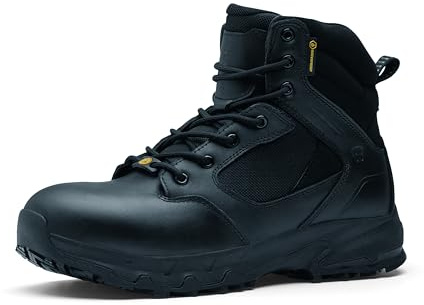 Skor för Crews Defense Mid, arbetsskor (utan stålhätta) CE-certifierade 02 HRO WR SRC, unisex stövlar med halkfri yttersula, vattentäta skor för män och kvinnor, svart, 47 EU