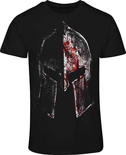 Sparta - Maglietta da uomo Sparta, motivo: casco, fitness, regali vichinghi, per uomini, abbigliamento vichingo, Nero , M