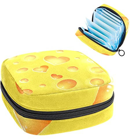 Tragbare Tampon-Aufbewahrungstasche, Tampon-Halter für Geldbörse, femininer Produkt-Organizer, liebe leckeren frischen Käse, Mehrfarbig, 4.7x6.6x6.6 in/12x17x17 cm