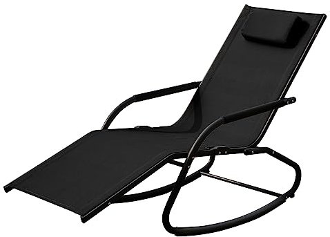 SVITA FJON Schaukelliege Gartenliege Liegestuhl Sonnenliege Kissen Aluminium Schwarz