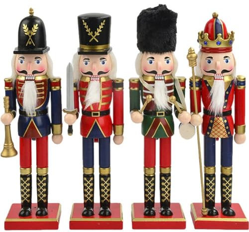 Figuras De Cascanueces De Madera 4pcs/Set Cascanueces Soldados Adornos Decoración Tradicional De Cascanueces