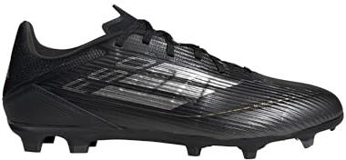 adidas Unisex Bota de fútbol F50 League césped natural seco/multisuperficie, Core Black/Iron Metallic/Gold Metallic, 46 2/3