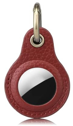 Airtag Anhänger, Schlüsselanhänger, Hülle, Schutzhülle - echtes Leder - Case kompatibel mit Apple Airtag Anhänger (rot)