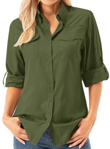 Asfixiado T-shirt à manches longues pour femme, protection solaire UPF 50, séchage rapide, idéal pour la pêche, la randonnée, les voyages